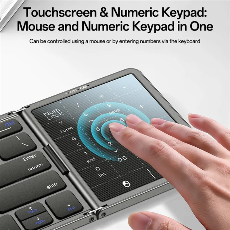 YESIDO KB49 Tri-fold Wireless Bluetooth-compatible Keyboard with Touchpad Numeric Keypad Keyboard for Phone Tablet PC - English