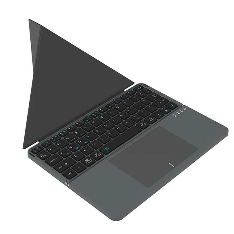 IBOX 11 Bluetooth-compatible Keyboard Foldable Leather Case Stand with Touchpad Wireless Keyboard for Tablet - Grey