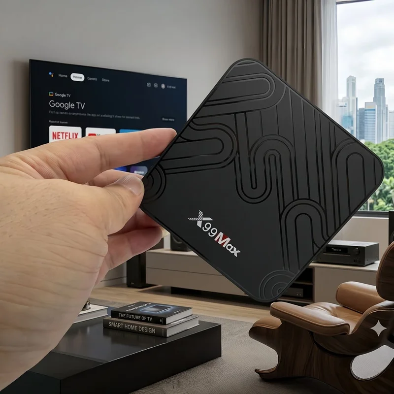 X99 MAX 2+16GB Android 14 TV Box RK3518 WiFi 6 4K HD Media Player with Bluetooth-compatible 5.0 Voice Remote Control - Black  /  US Plug