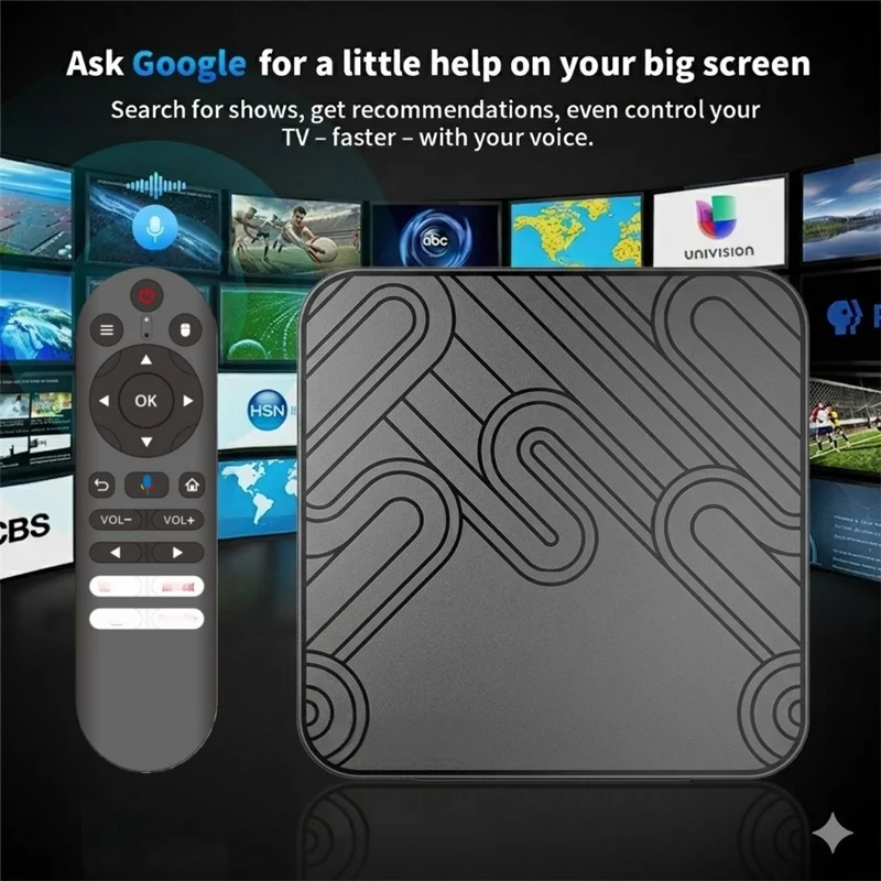 X99 MAX 2+16GB Android 14 TV Box RK3518 WiFi 6 4K HD Media Player with Bluetooth-compatible 5.0 Voice Remote Control - Black  /  US Plug