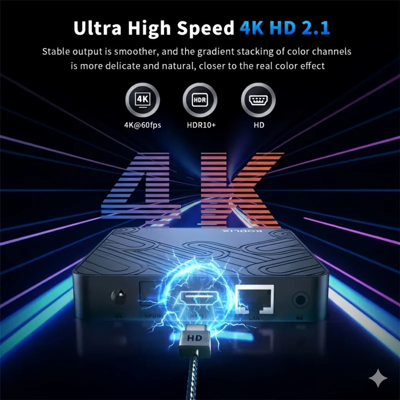 X99 MAX 2+16GB Android 14 TV Box RK3518 WiFi 6 4K HD Media Player with Bluetooth-compatible 5.0 Voice Remote Control - Black  /  US Plug