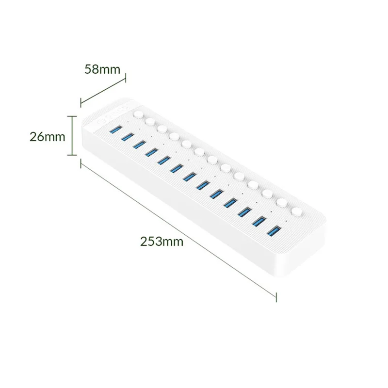 ORICO CT2U3-13AB 13-Port Hub with Individual Switches - EU Plug