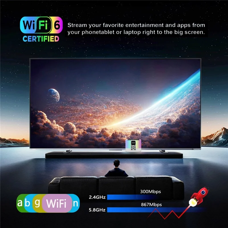 EMODERN Z1 MIX 2+16GB 8K TV Box Android 15.0 WiFi 6 2,4 GHz / 5 GHz Altoparlante Bluetooth 5.1 con Telecomando Vocale