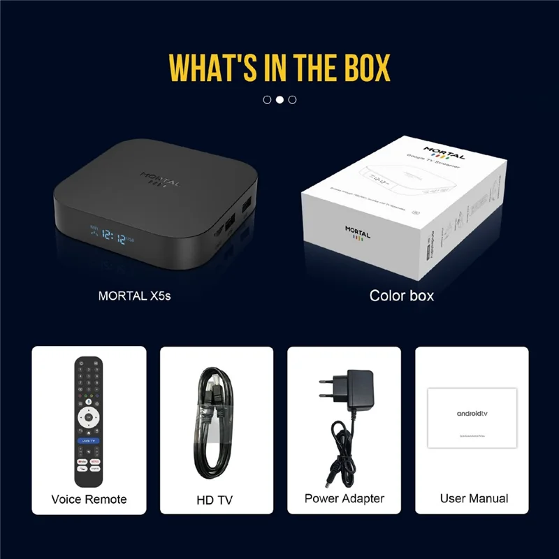 X5S 3518 Caixa Android TV RK3518 Chipset 8K HD WiFi 6 Bluetooth Voice Remote, 2+16GB - Tomada EU