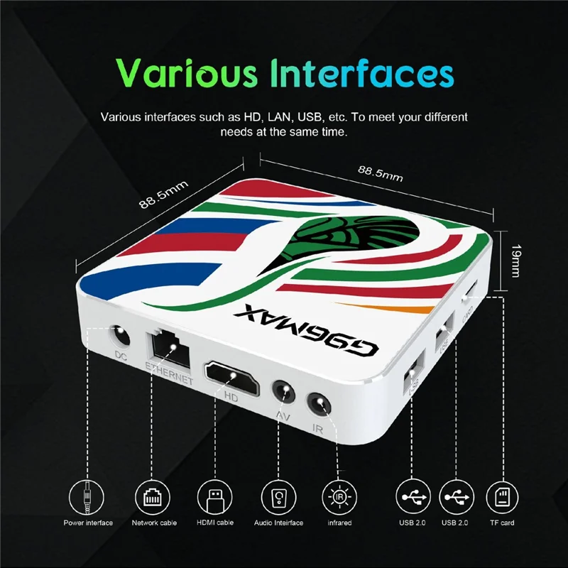 G96MAX Android 16 TV Box S905L 8K Media Player Dispositivo de Transmisión con Chromecast Integrado, 8+128GB - Enchufe de EE. UU.