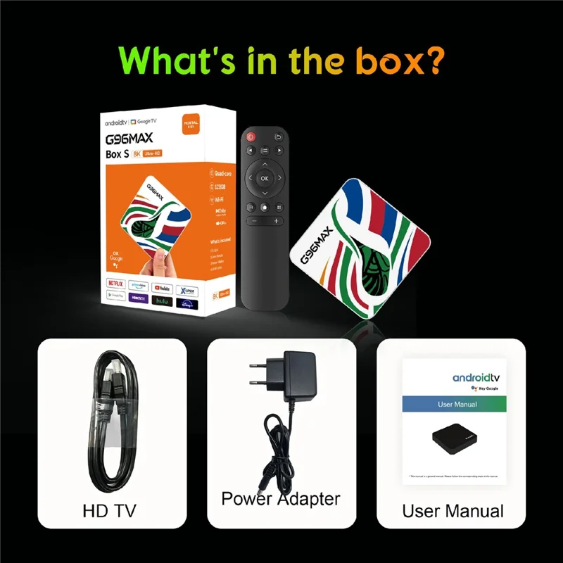G96MAX Android 16 TV Box S905L 8K Media Player Dispositivo de Transmisión con Chromecast Integrado, 8+128GB - Enchufe de EE. UU.