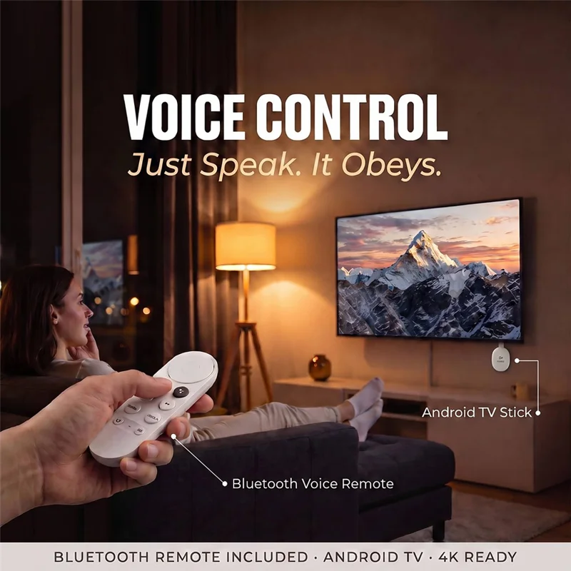 HAKO 2+16GB Android 14.0 TV Stick RK3518 Quad-Core 4K WiFi 6 Bluetooth-Compatible 5.4 with Remote - White