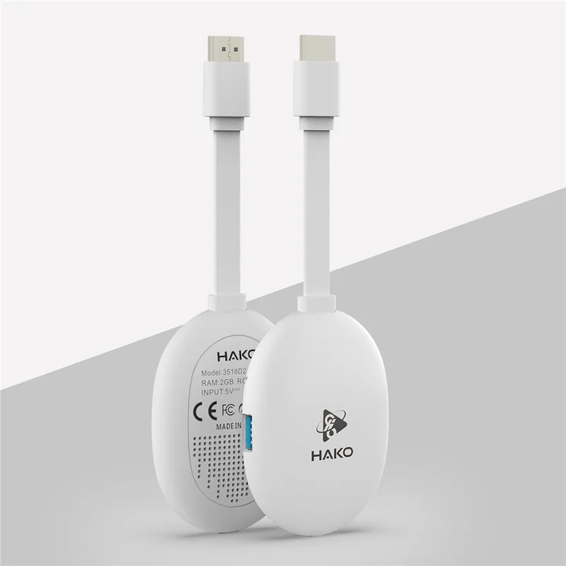 HAKO 2+16GB Android 14.0 TV Stick RK3518 Quad-Core 4K WiFi 6 Bluetooth-Compatible 5.4 with Remote - White