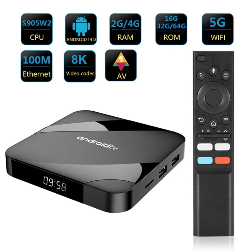 TV98 RK3528 4+32GB Android TV Box 2.4G / 5G WiFi6 Bluetooth-compatible 8K UHD Media Player - US Plug