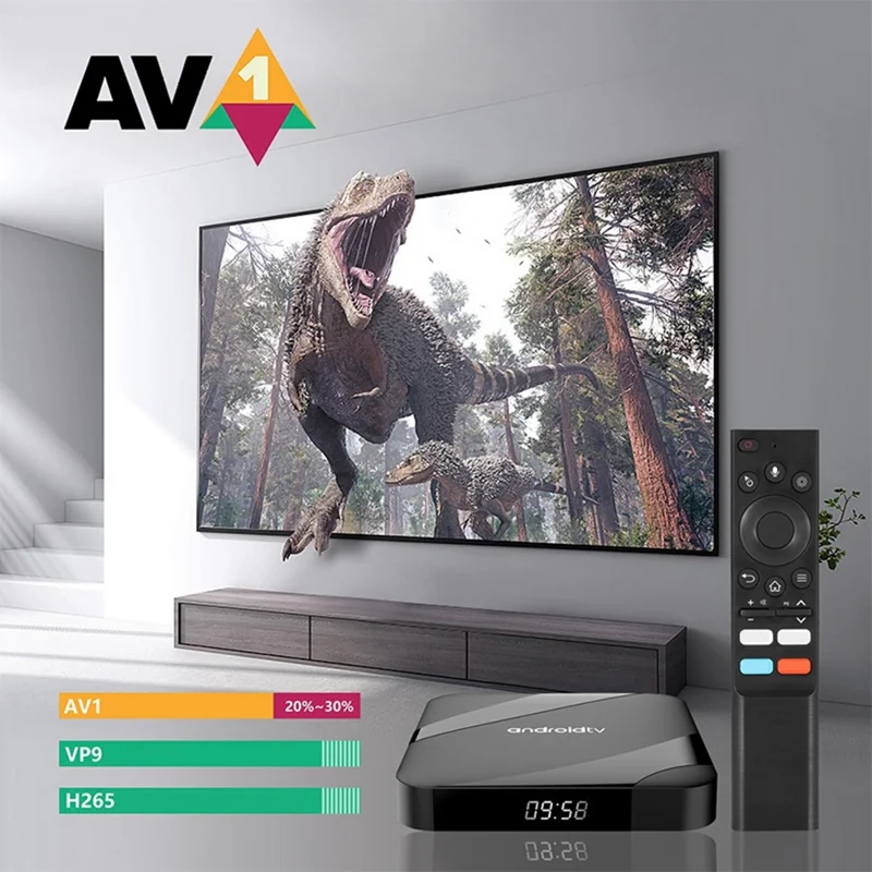 TV98 RK3528 4+32GB Android TV Box 2.4G / 5G WiFi6 Bluetooth-compatible 8K UHD Media Player - US Plug
