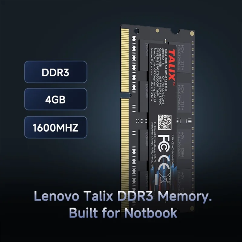 TALIX X1-B 4GB 1600MHz DDR3 Laptop RAM PC3-12800 SO-DIMM 204Pin 1.5V Memory Module