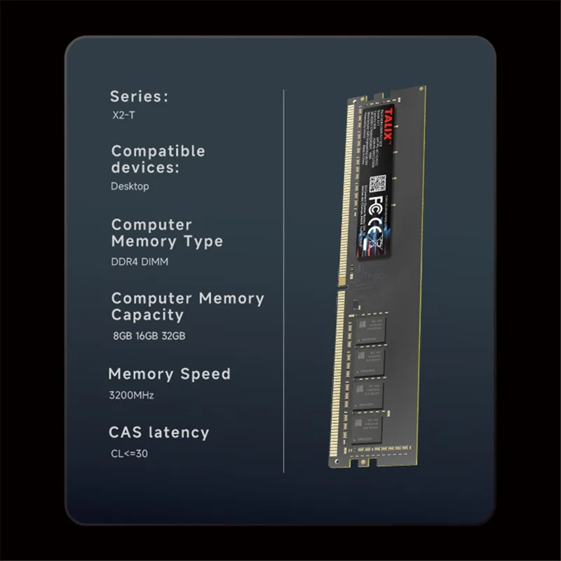 TALIX X2-T 16GB DDR4 3200MHz Desktop Memory High Performance DIMM Module for PC Gaming Office Multitasking