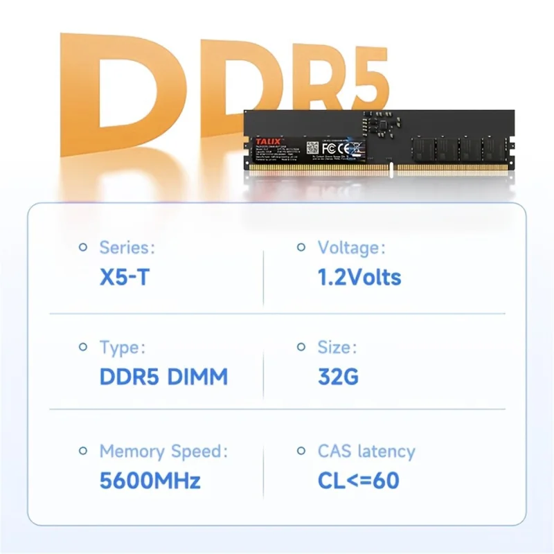 TALIX X5-T 32GB DDR5 Desktop RAM 5600MHz UDIMM 1.2V Memory Module for Gaming Video Editing