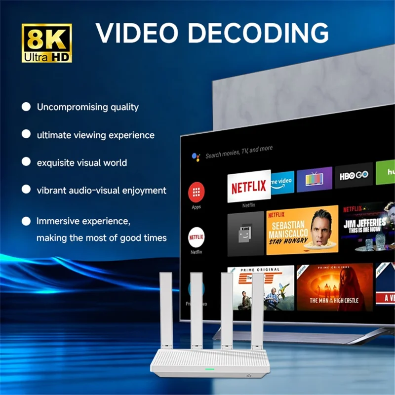 F9 Router Box RK3528 2+16GB Android 14 8K Decode 1200M Dual Band WiFi 4 Antenas 3 Modos WiFi 2 em 1 TV Box Router para Entretenimento Doméstico e Rede - Tomada UE