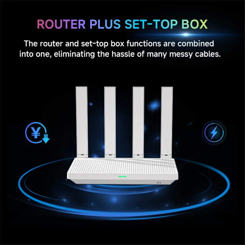F9 Router Box RK3528 2+16GB Android 14 8K Decode 1200M Dual Band WiFi 4 Antenas 3 Modos WiFi 2 em 1 TV Box Router para Entretenimento Doméstico e Rede - Tomada UE
