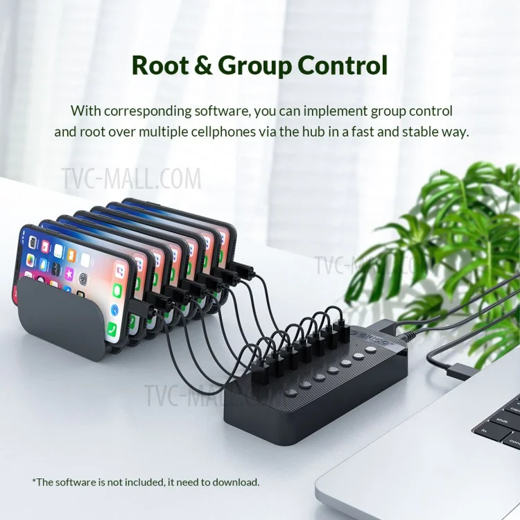 Oropo CT2U3-10AB ABS Multi-port USB3.0 Hub Com Interruptores Individuais