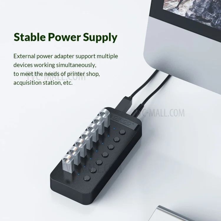 ORICO CT2U3-10AB Concentrateur USB3.0 en ABS à commutateurs individuels