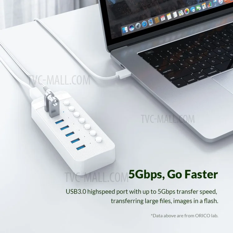 ORICO CT2U3-10AB Concentrateur USB3.0 en ABS à commutateurs individuels