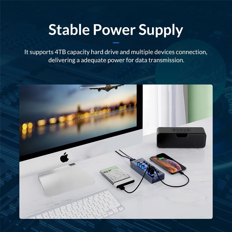 ORICO AT2U3-7AB Aluminum Alloy + PC USB3.0 Multi-port HUB with Individual Switches
