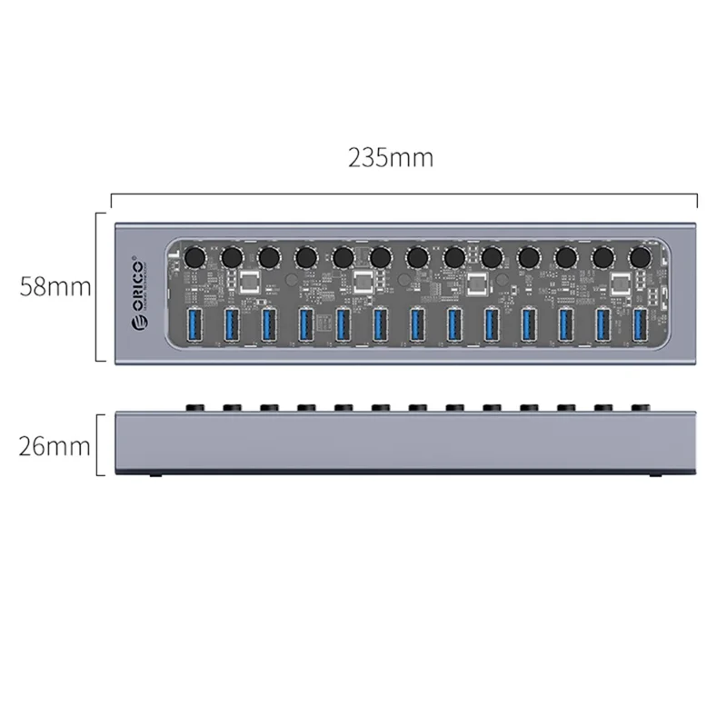 ORICO AT2U3-13AB Aluminum Alloy + PC USB3.0 Multi-port HUB with Individual Switches