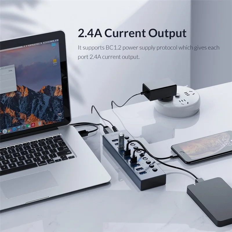 ORICO BT2U3-10AB Aluminum Alloy Multi-port HUB with Individual Switches