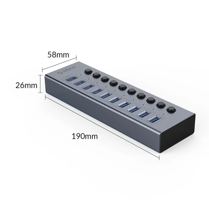 ORICO BT2U3-10AB Aluminum Alloy Multi-port HUB with Individual Switches