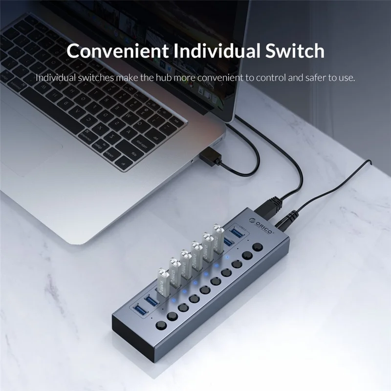 ORICO BT2U3-10AB Aluminum Alloy Multi-port HUB with Individual Switches