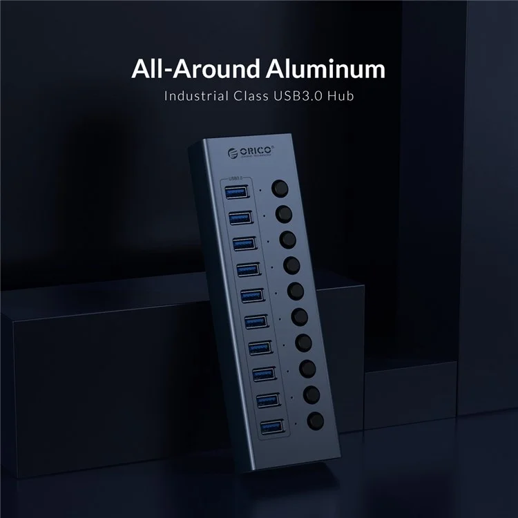 ORICO BT2U3-10AB Loght Alluminum 10 Porta USB3.0 Spletter Charge USB Hub USB Con Singoli Switch - Plug