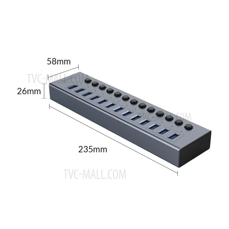 ORICO BT2U3-13AB Aluminiumlegierung Multi-port-hub Mit Einzelnen Schalter, Us-stecker