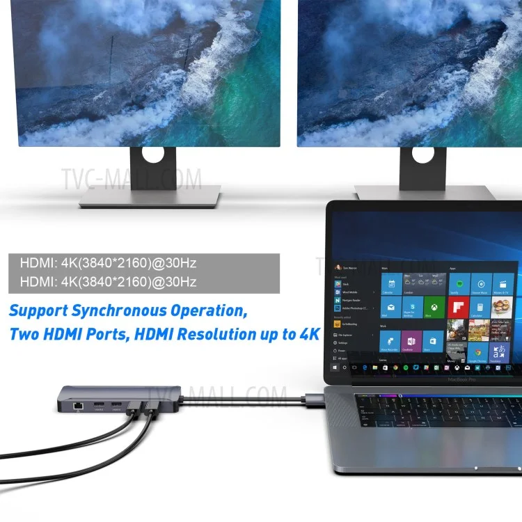 ROCKETEK HC481 Двойной адаптер Type-C HDMI USB3.0 Хаб Док-станция Сплиттер для MacBook Pro