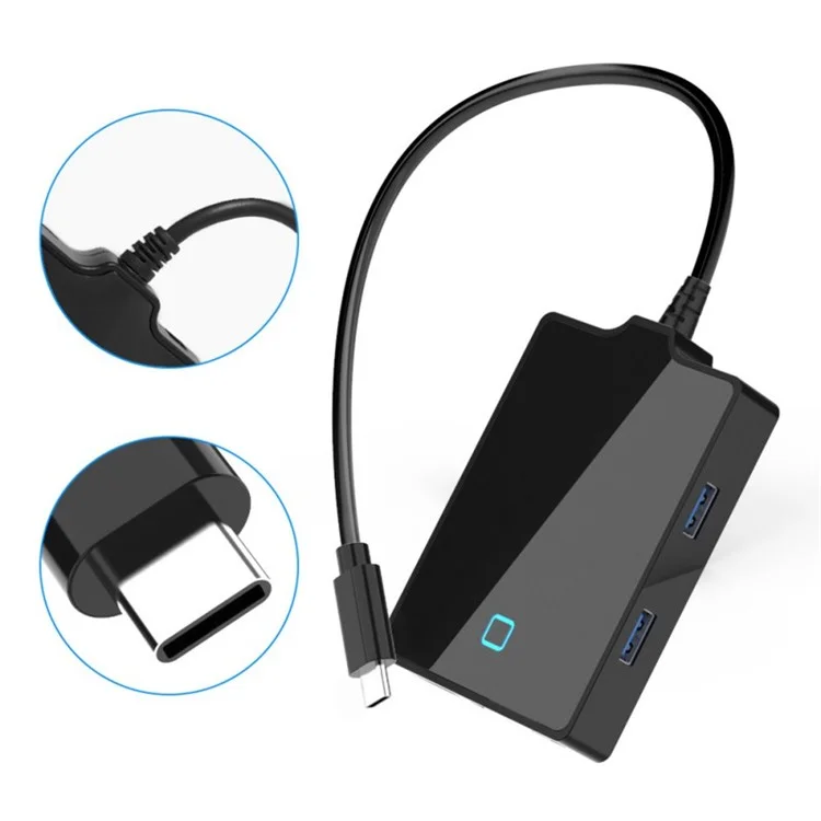 ROCKETEK UTC-641 8-in-1 Type-C Docking Station USB-C to VGA/HDMI Converter USB3.0 5Gbps Hub Adapter