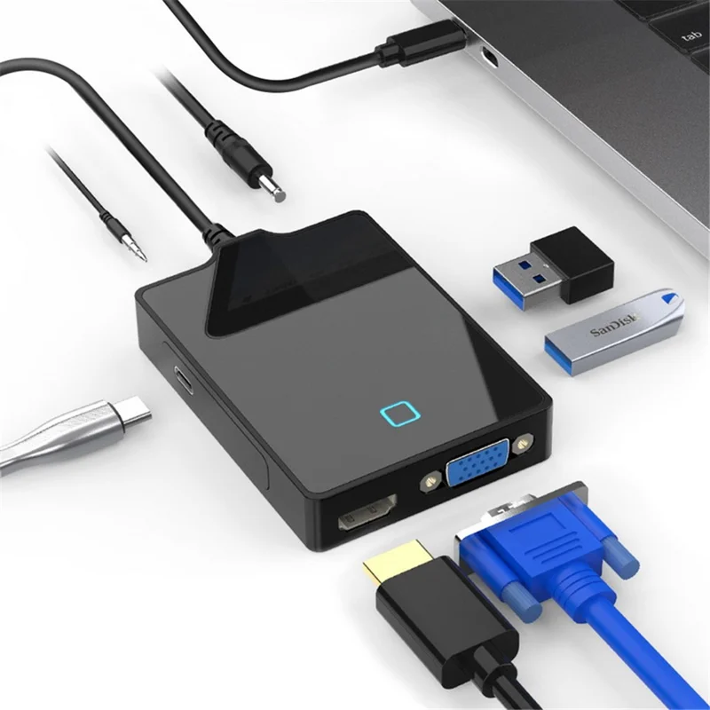 ROCKETEK UTC-642 7-in-1 Type-C Docking Station USB-C to 4K HDMI PD Fast Charging Converter Hub Adapter for MacBook Laptop