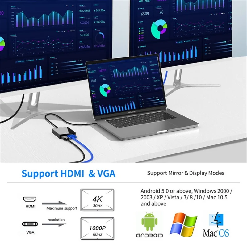 ROCKETEK UTC-642 7-in-1 Type-C Docking Station USB-C to 4K HDMI PD Fast Charging Converter Hub Adapter for MacBook Laptop