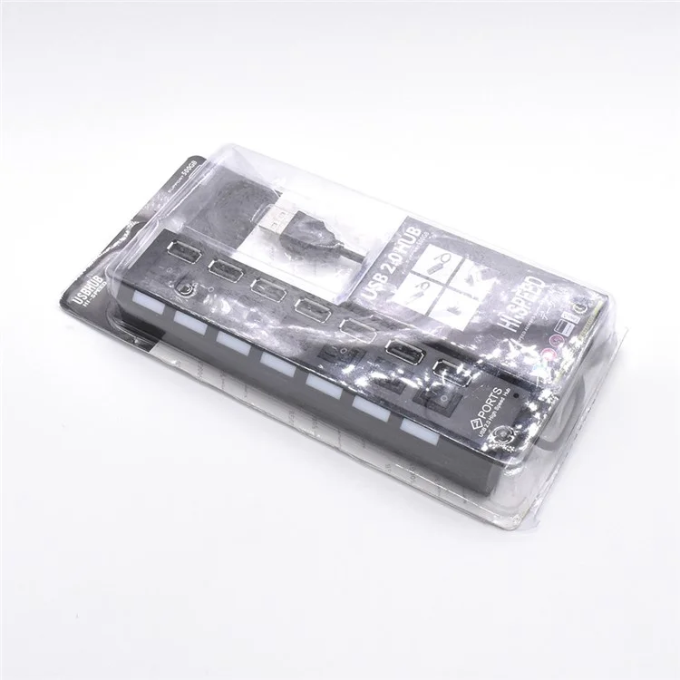 A55 USB2.0 High Speed Transmission 7-Port USB Hub Splitter with Independent Switch - White