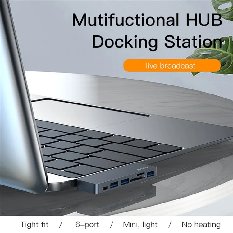 YESIDO HB10 Dual-Typ-C-Hub-Splitter 6-in-1 USB3.0 TF/Speicherkarten-Lesegerät PD-Adapter Notebook-Dockingstation 