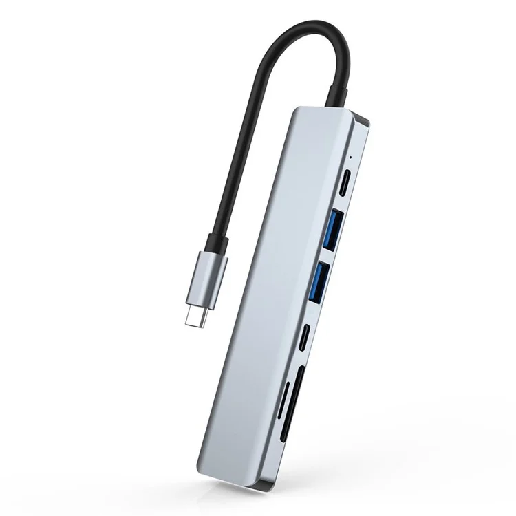 YG-2121 7 in 1 USB 3.1 Type-C Hub Adattatore Sincronizzatore Dati HDMI 4K 30Hz Multi-Port Docking Station con TD/TF/USB3.0