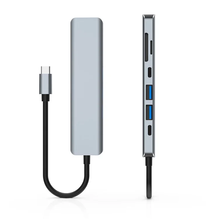 YG-2121 7 in 1 USB 3.1 Type-C Hub Adattatore Sincronizzatore Dati HDMI 4K 30Hz Multi-Port Docking Station con TD/TF/USB3.0