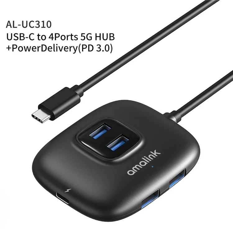 Amalink Al-uc310 Portátil 5gbps Tipo c Para USB 3.0 4 Portas + pd 3.0 Hub