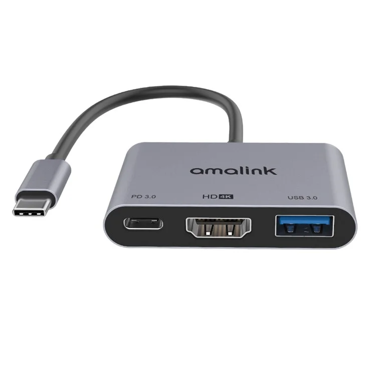 Adaptateur multi-ports AMALINK AL-9175D Type C vers HDMI + USB 3.0 + PD 3.0