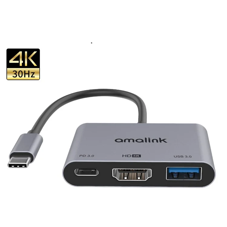 Adaptateur multi-ports AMALINK AL-9175D Type C vers HDMI + USB 3.0 + PD 3.0