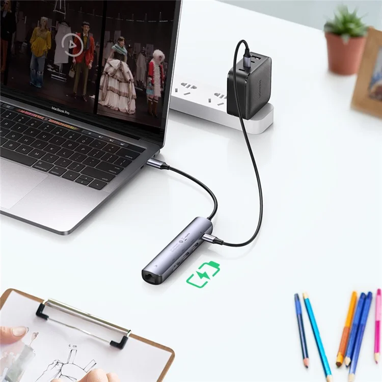 UGREEN USB C Hub Type C 3.1 to 4K HD RJ45 PD Converter USB 3.0 Adapter for MacBook Air Pro 2020 PC Support 5Gbps Data Transmission