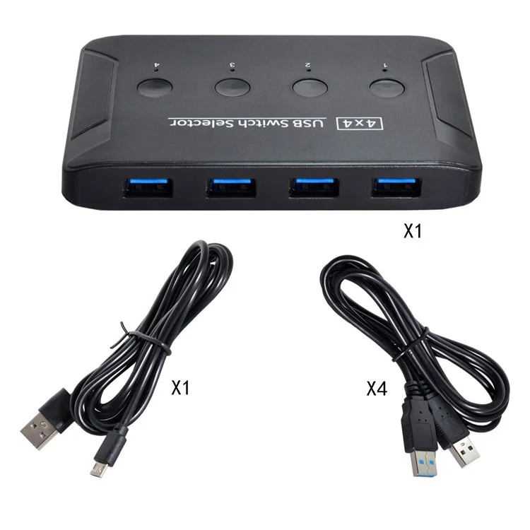 U3-040 KVM USB 3.0 Stanter Stanter 4 Port Partage 4 Dépires Pour L'imprimer Sanneur de Monde Clace