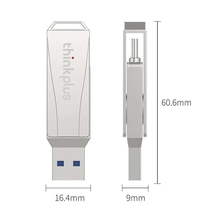 LENOVO THINKPLUS MU252 64GB para la Serie iPhone 15 USB+Type C Memoria USB Flash 2 en 1 Lectura de datos rápida Diseño Rotacional USB C 3.1 Memoria Flash