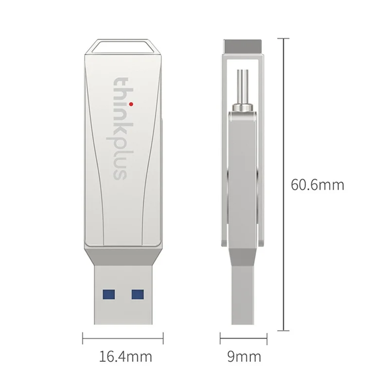 LENOVO THINKPLUS MU252 128 GB til iPhone 15-serien USB A + C 3.1 USB-stik hukommelsesstik med høj hastighed, roterbart, dataoverførsels-flashdrev - Sølv