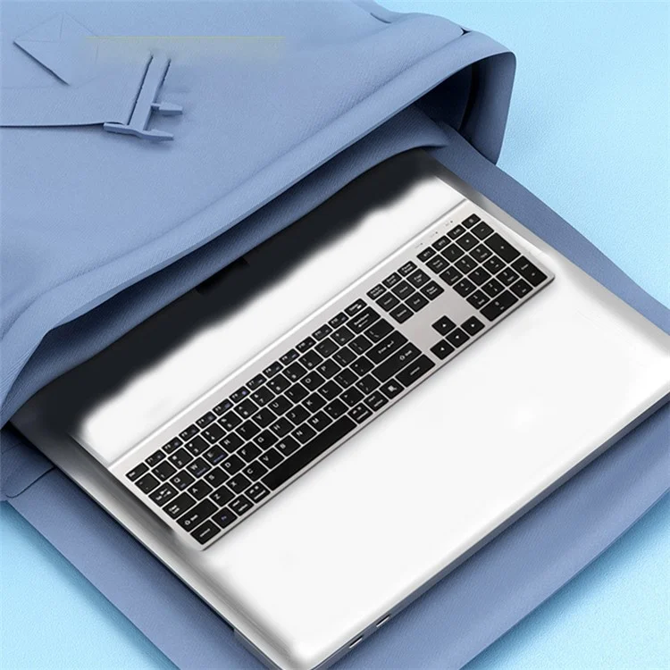 K010C 110 Keys Bluetooth-compatible 5.0 Wireless Keyboard Portable Slim Keyboard Compatible with Mac, Windows - Grey