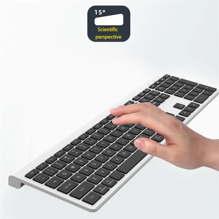 K010C 110 Keys Bluetooth Wireless Keyboard Portable Slim Keyboard Compatible with Mac, Windows - Silver