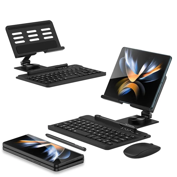 Pour Samsung Galaxy Z Fold5 5G / Z Fold4 5G / Fold3 5G / Fold2 5G / Fold 5G Clavier Magnétique Pliable Support avec Souris Stylet Pen - Noir
