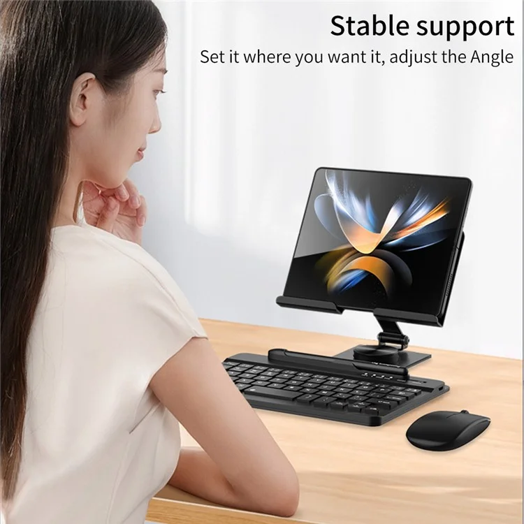 Para Samsung Galaxy Z Fold4 5g / Fold3 5g / Fold2 5g / Dobre 5g Teclado do Teclado Stand Com Caneta de Caneta de Mouse - Preto