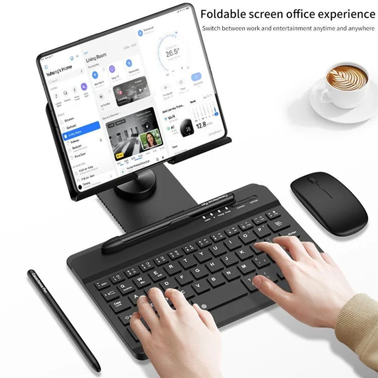 Pour Samsung Galaxy Z Fold5 5G / Z Fold4 5G / Fold3 5G / Fold2 5G / Fold 5G Clavier Magnétique Pliable Support avec Souris Stylet Pen - Noir