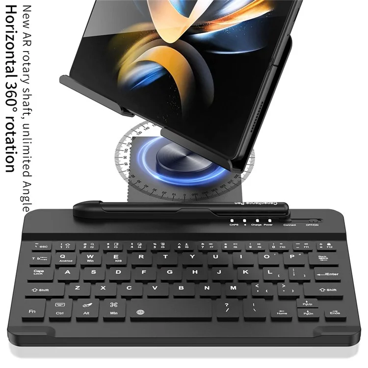 For Samsung Galaxy Z Fold5 5G / Z Fold4 5G / Fold3 5G / Fold2 5G / Fold 5G Keyboard Magnetic Folding Stand with Mouse Stylus Pen - Black